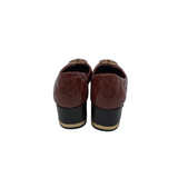 TORY BURCH QUILTED PATENT LEATHER PUMP SHOES RUST 7