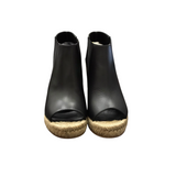 BALENCIAGA OPEN TOE WEDGE ESPADRILLE LUXE SHOES BLACK `38