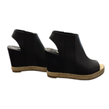 BALENCIAGA OPEN TOE WEDGE ESPADRILLE LUXE SHOES BLACK `38