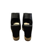 BALENCIAGA OPEN TOE WEDGE ESPADRILLE LUXE SHOES BLACK `38
