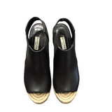 BALENCIAGA OPEN TOE WEDGE ESPADRILLE LUXE SHOES BLACK `38