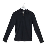 VERSACE HALF ZIP LONG SLEEVE DESIGNER TOP BLACK SMALL
