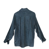ERMENEGILDO ZEGNA SILK LONG SLEEVE MEN SHIRT BLUE SMALL