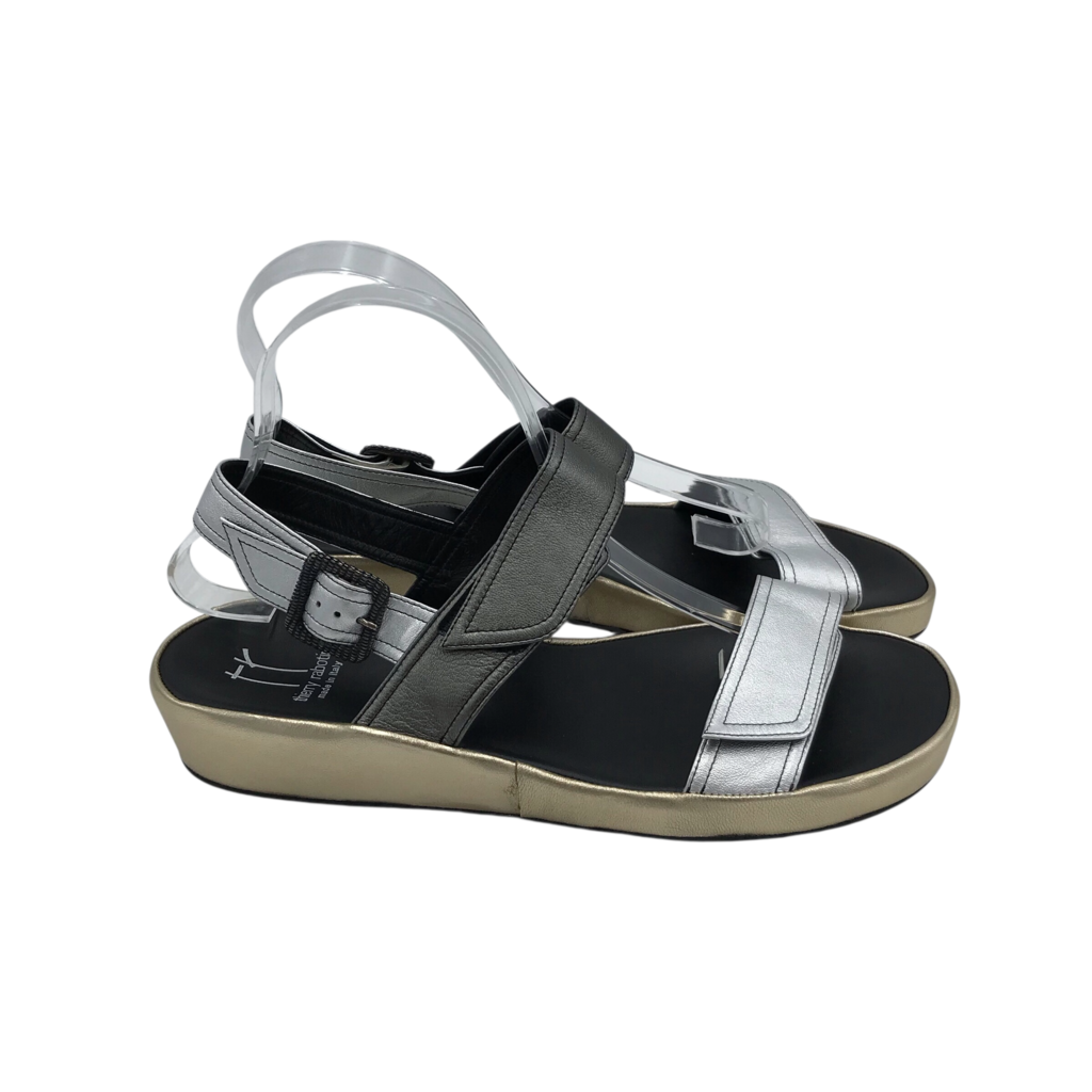 WEDGE SANDAL SHOES SILVER GOLD 11