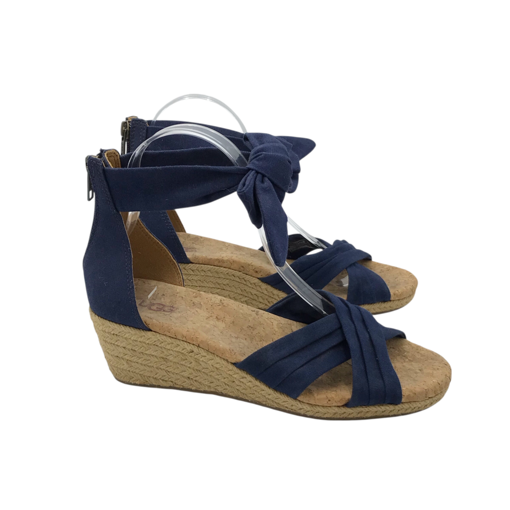 UGG ESPADRILLE WEDGE SANDAL SHOES NAVY 7