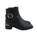JIMMY CHOO "CLARICE 45 SMOOTH LEATHER ANKLE BOOTS LUXE SHOES BLACK 37