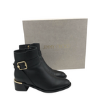 JIMMY CHOO "CLARICE 45 SMOOTH LEATHER ANKLE BOOTS LUXE SHOES BLACK 37
