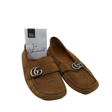 GUCCI DOUBLE G LOGO DRIVERS MEN SHOE BROWN 7