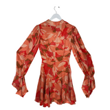 ACLER RET$420 PRINT LONG SLEEVE DESIGNER DRESS ORANGE RED 4