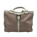 SALVATORE FERRAGAMO "GANCINI" CANVAS SHOUDLER HANDBAG PINK WHITE