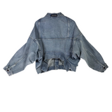 BALENCIAGA RET$1850 DENIM LONG SLEEVE LUXE JACKET BLUE 36