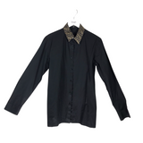 FENDI RET$890 SILK LONG SLEEVE MEN SHIRT BLACK BROWN 39