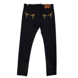 VERSACE RET$495 STRAIGHT LEG MEN JEANS BLACK GOLD 32