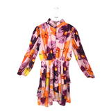 ELLIATT RET$318 AS IS FLORAL DESIGNER DRESS PINK ORANGE SMALL