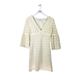 TRINA TURK CROCHET LONG SLEEVE DESIGNER DRESS WHITE 4