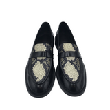 STUART WEITZMAN SNAKE PRINT LOAFER MEN SHOE BLACK WHITE 11.5B