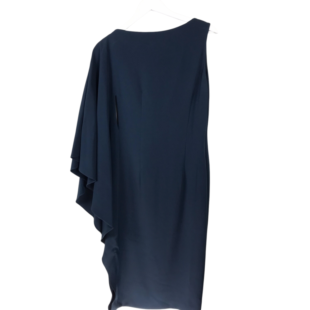 CUSHNIE NWT$1595 ONE SLEEVE MAXI DESIGNER DRESS NAVY 4