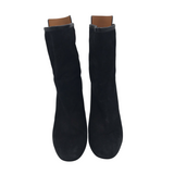 RET$650 ANKLE SUEDE HEEL DESIGNER BOOTS BLACK 6.5