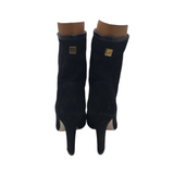 RET$650 ANKLE SUEDE HEEL DESIGNER BOOTS BLACK 6.5