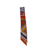 HERMES SILK TWILLY SCARF WASHINGTON CARRIAGE LUXE ACCESSORIES BEIGE/ORANGE