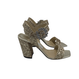 JIMMY CHOO "MAYSA 85" EMBELLISHED GLITTER HEELS LUXE SHOES GOLD 39