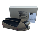 BURBERRY HODGESON CHECK ESPADRILLES FLATS LUXE SHOES BROWN/BEIGE 40