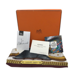 HERMES "NAPOLEON" by LEDOUX SILK HACQUARD w/ BOX LUXE ACCESSORIES BURGUNDY GOLD