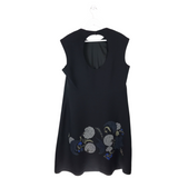 LAFAYETTE 148 EMBROIDERED SLEEVELESS DESIGNER DRESS BLACK OLIVE XLARGE