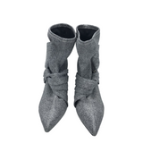 SIGERSON MORRISON SOCK BOOTIES BOOTS SILVER 9.5