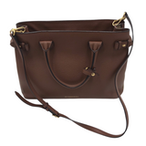 BURBERRY HOUSE CHECK "BANNER TOTE" LUXE HANDBAG BROWN 14” x 9 1/2” x 3”