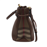BURBERRY HOUSE CHECK "BANNER TOTE" LUXE HANDBAG BROWN 14” x 9 1/2” x 3”