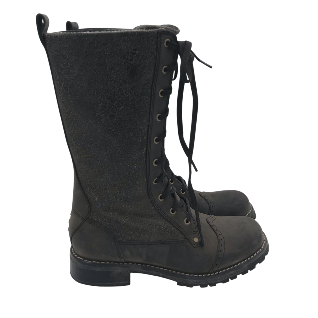 WOOLRICH W/BOX LACE UP BOOTS CHARCOAL 7.5