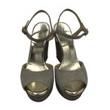 JIMMY CHOO SUEDE CORK WEDGE HEEL LUXE SHOES TAUPE 38.5