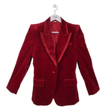 GUCCI RET$4650 PEAKED LAPEL VELVET BLAZER LUXE BLAZER RED 42