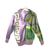 VERSACE VERSACE PATCHWORK MEDUSA HOODIE MEN SWEATER LAVENDER LIME 42