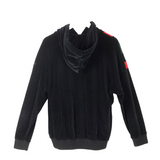 GUCCI GUCCI WEB STRIPE VELOUR HOODIE MEN SWEATER BLACK GREEN RED MEDIUM