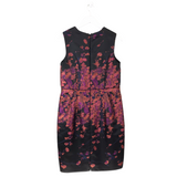 CARMEN MARC VALVO PRINT SLEEVELESS DESIGNER DRESS BLACK RUST 12