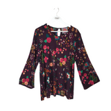 JOHNNY WAS PRINT LONG SLEEVE DESIGNER TOP PURPLE PINK LARGE