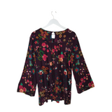 JOHNNY WAS PRINT LONG SLEEVE DESIGNER TOP PURPLE PINK LARGE