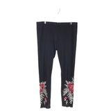 JOHNNY WAS EMBROIDERED SKINNY DESIGNER PANT BLACK LARGE