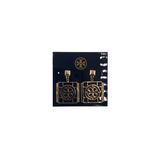 TORY BURCH DANGLE LOGO EARRINGS GOLDTONE