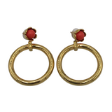 TRINA TURK FAUX CORAL HOOPS EARRINGS GOLTONE CORAL