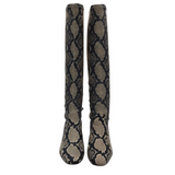 STUART WEITZMAN RET$825 EMBOSSED PYTHON LEATHER KNEE DESIGNER BOOTS GRAY BLACK 7.5