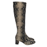 STUART WEITZMAN RET$825 EMBOSSED PYTHON LEATHER KNEE DESIGNER BOOTS GRAY BLACK 7.5