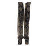 STUART WEITZMAN RET$825 EMBOSSED PYTHON LEATHER KNEE DESIGNER BOOTS GRAY BLACK 7.5