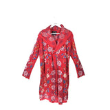 JOHNNY WAS EMBROIDERD LONG SLEEVE DESIGNER CARDIGAN RED BLUE MEDIUM