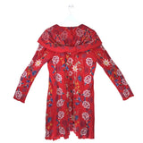 JOHNNY WAS EMBROIDERD LONG SLEEVE DESIGNER CARDIGAN RED BLUE MEDIUM