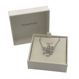 SWAROVSKI CRYSTALS BOW PENDANT NECKLACE SILVER