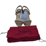 CHRISTIAN LOUBOUTIN "TREPI CITY" SLINGBACK LUXE SHOES TAUPE 38.5