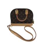 LOUIS VUITTON 2017 "ALMA" BB MONOGRAM LUXE HANDBAG BROWN